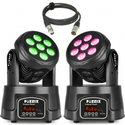 2 stk. Fuzzix MHC706 Moving Head Wash 42W LED + DMX Kabel - Pakketilbud TILBUD