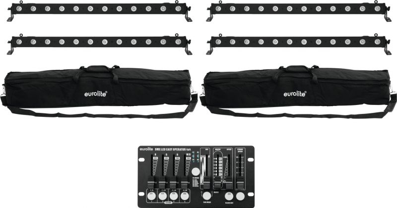 Eurolite Set 4x LED BAR-12 QCL RGBW + 2x Soft Bags + Controller