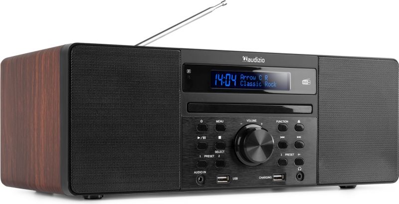 Alt-i-et musiksystem, CD/ DAB+/ FM/ USB/ Bluetooth - Træ