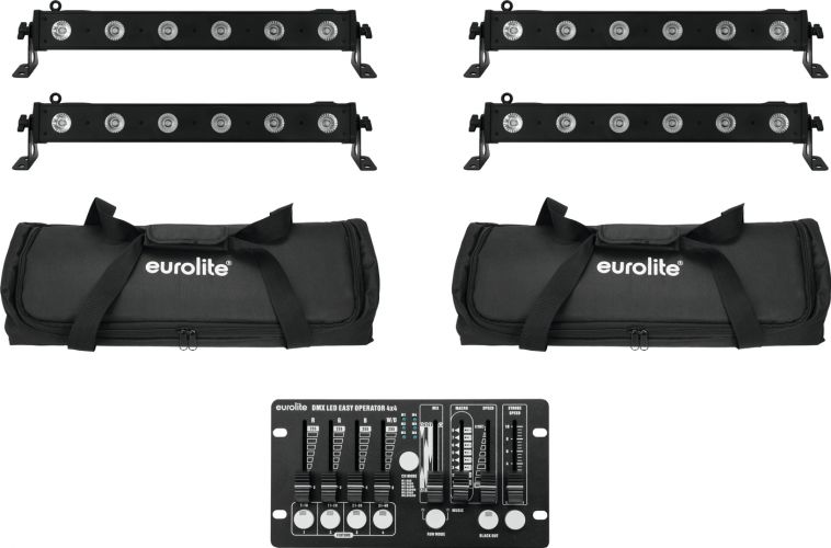 Eurolite Set 4x LED BAR-6 QCL RGBW + 2x Soft Bag + Controller