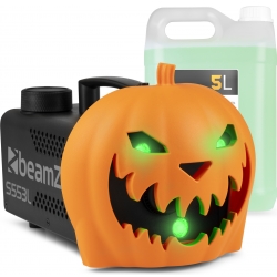 Halloween Græskar Røgmaskine med uhyggelige lyde og LED lys / inkl. 5 liter røgv