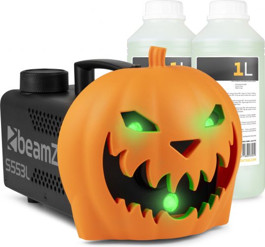 Halloween Græskar Røgmaskine med uhyggelige lyde og LED lys / inkl. 2 liter røgvæske