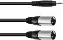 XLR han - Stereo Jack, Omnitronic Adaptercable 3.5 Jack/2xXLR(M) 1.5m bk