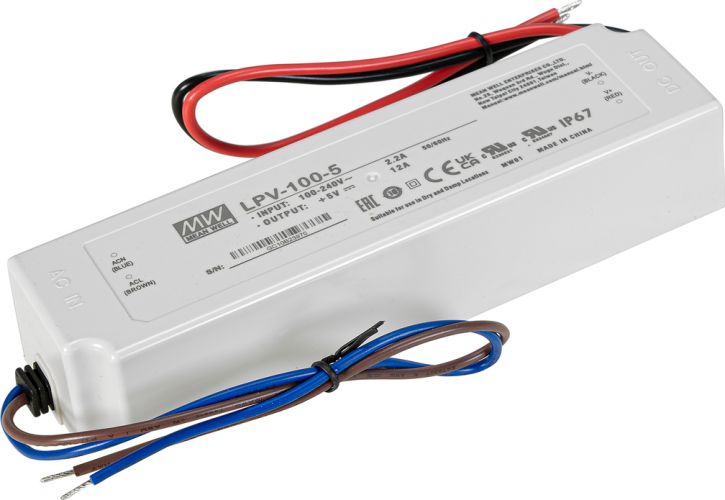 MEANWELL Power Supply 60W / 5V IP67 LPV-100-5