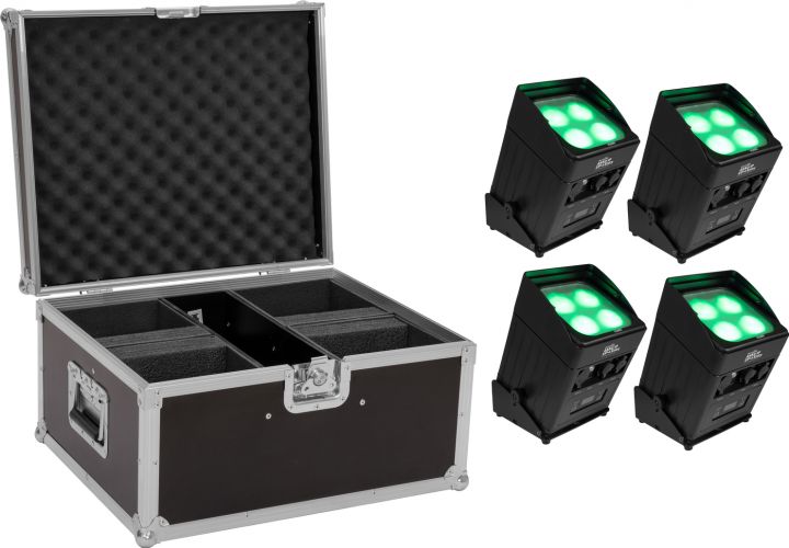 Eurolite Set 4x AKKU IP UP-4 Entry QCL Spot QuickDMX + Case