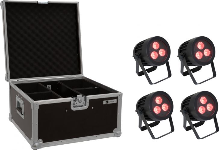 Eurolite Set 4x LED IP PAR 3x9W SCL Spot + Case