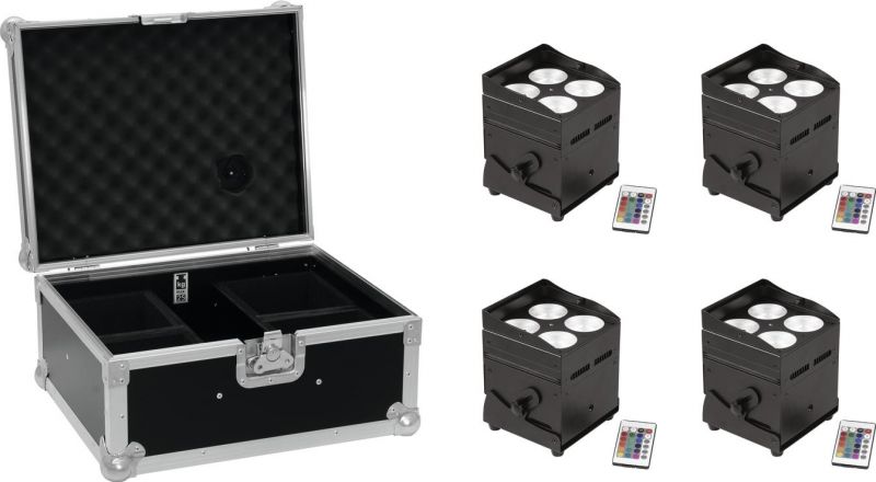 Eurolite Set 4x AKKU UP-4 QCL Spot QuickDMX + Case