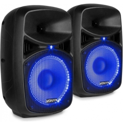 Højttalersæt Plug'n'Play / 2 stk. 8" bas / 400 Watt / Mikrofon og Kabler, Klar t