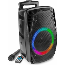 Transportabel Højttaler FT8LED med hjul og håndtag / 8″ bas med LED lys-ring / B