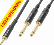 Kabel "god kvalitet" 3.5mm Stereo Jack til 2x 6.3mm Mono Jack, sort 6m