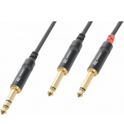 Kabel "god kvalitet" 6.3mm Stereo Jack til 2x 6.3mm Mono Jack, sort  stereoanlæg
