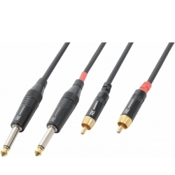 Kabel "god kvalitet" 2x RCA han til 2x 6.3mm Mono Jack, sort 1.5m TILBUD NU mand