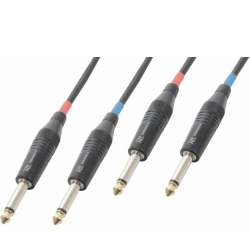 Kabel "god kvalitet" 2x 6.3mm Mono Jack til 2x 6.3mm Mono Jack, sort 5m TILBUD