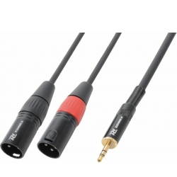 Kabel ”god kvalitet” 2x XLR-han til 3.5 Stereo Jack, sort 1.5m stereoanlæg mand