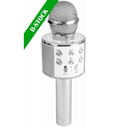 KM01 Karaoke Mic with built-in Speakers BT/MP3 Silver "B-STOCK" TILBUD NU