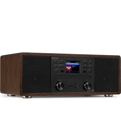 Avola Musikanlæg 'alt-i-et' med CD/BT/DAB+/FM og Wi-Fi Internet radio, Mørk træ