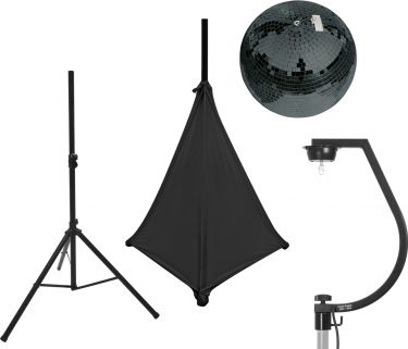 Eurolite Set Mirror ball 30cm black with stand and tripod cover black