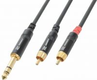 Audio Kabel "god kvalitet" 6.3mm Stereo Jack til 2x RCA-han, sort 1.5m