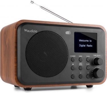 DAB Radio 'Luxus- og Transportabel Radio' DAB/DAB+/FM/Bluetooth modtager og højttaler, træ