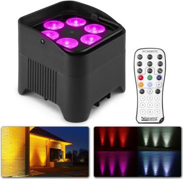 Beamz BP96S Batteri Uplight 6x 12W / RGBAW + UV / Trådløs DMX