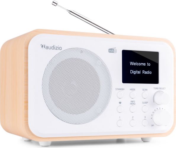 DAB Radio 'Luxus- og Transportabel Radio' DAB/DAB+/FM/Bluetooth modtager og højttaler, Hvid