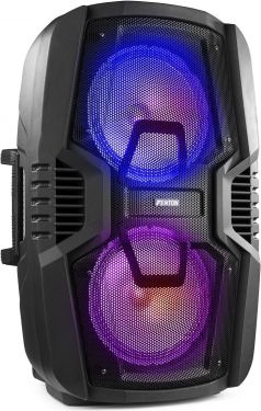 Transportabel Fest Højttaler FT210LED med hjul+håndtag / 2x 10" bas med LED lys / Bluetooth / 700W