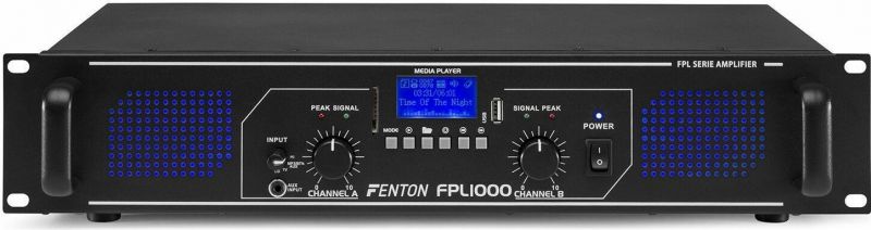 Digital Forstærker FPL1000 2x500W med Equalizer / 4 input / Bluetooth / MP3 / USB / SD