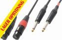 Kabel "god kvalitet" 2x XLR-hun til 2x 6.3 Mono Jack, sort 1.5m