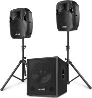 Aktivt højttalersystem MX700, 2 stk. 8" Højttalere med stativ + 12" subwoofer, inkl. kabler!