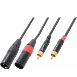 Kabel "god kvalitet" 2x RCA han til 2x XLR han, sort 3m TILBUD NU male