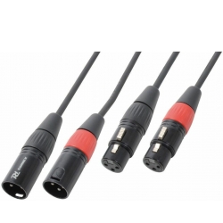 Kabel ”god kvalitet” 2x XLR-han til 2x XLR-hun, sort 1.5m TILBUD NU kvinde mand
