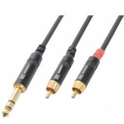 Audio Kabel "god kvalitet" 6.3mm Stereo Jack til 2x RCA-han, so stereoanlæg mand