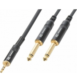 Kabel ”god kvalitet” 3.5mm Stereo Jack til 2x 6.3mm Mono Jack, so stereoanlæg hq