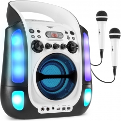 Karaoke højttaler til børn i hvid med USB / CD / CDG / Bluetooth - Tilslut TV og