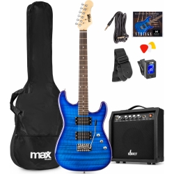 MAX GigKit Superstrat Elektrisk guitar med 40 Watt forstærker og tilbehør - Mørk
