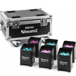 BBP62 Uplighter Sæt, 6 Uplights (indendørs/udendørs) i Flightcase med Oplader
