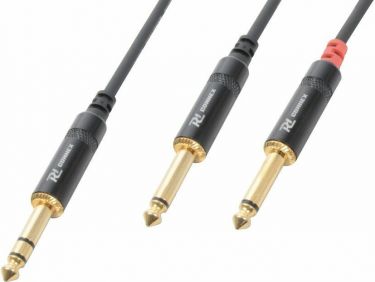 Kabel "god kvalitet" 6.3mm Stereo Jack til 2x 6.3mm Mono Jack, sort 3m