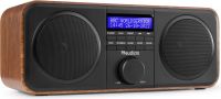 DAB Radio 'God lyd i kompakt design' DAB/DAB+/FM/Vækkeur, Nydelig Træ med sort front