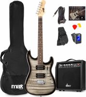 MAX GigKit Superstrat Elektrisk guitar med 40 Watt forstærker og tilbehør - Sort