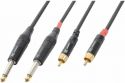 Kabler og stik, Kabel "god kvalitet" 2x RCA han til 2x 6.3mm Mono Jack, sort 6m