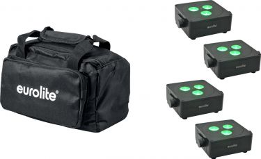 Eurolite Set 4x AKKU IP Flat Light 3 bk + Soft Bag