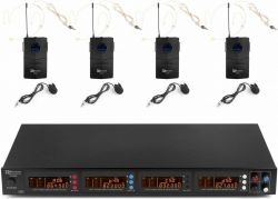 PD504B 4x 50-kanals UHF trådløst mikrofonsystem med 4 kroppspakke-mikrofoner PD504B 4x 50-kanals UHF trådløst mikrofonsystem med 4 kroppspakke-mikrofoner