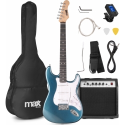 El-Guitar pakke med 40W guitar-forstærker, taske, digital-tuner, rem og kabler,