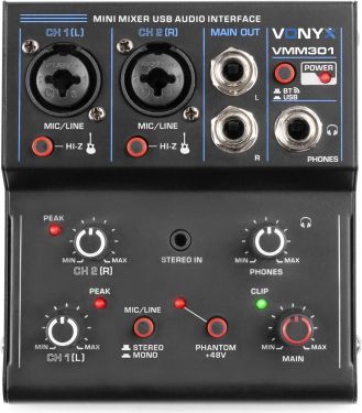 VMM301 3-kanals mikser med USB-lydgrensesnitt