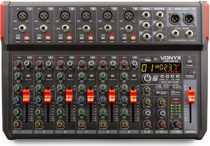 VM-KG10 Musikk Mikser 10-Kanal BT/DSP/USB Opptak