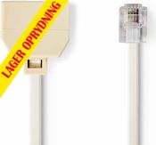 Nedis Telecom Extension Cable | RJ11 Male - 2x RJ11 Female | 2.0 m | Ivory, TCGP90820IV20