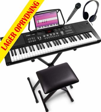 Junior keyboard KB15SET / 61 Tangenter, Hovedtelefon, Mikrofon, Stativ, Bænk (8-11 år)