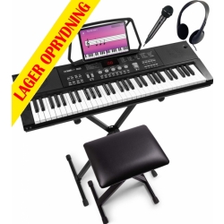 Junior keyboard KB15SET / 61 Tangenter, Hovedtelefon, Mikrofon, Stativ, Bænk (7-