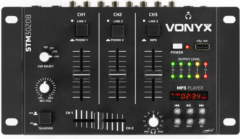 STM-3020B 6-Channel Mixer USB/MP3 - Black