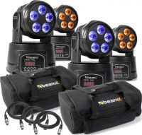 Pakketilbud - 4 stk. MHL90 Moving Head Wash, 2 tasker og DMX Kabler